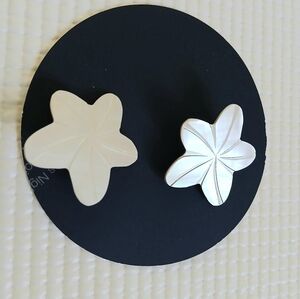 Vintage Mother of Pearl clip on earings, statement, mint